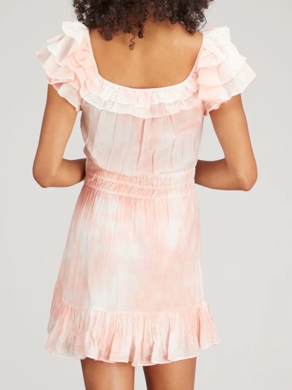 LoveShackFancy Pink Ruffle Scoop Neck Mini Dress - Picture 2 of 2